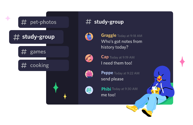 Chats organizados por grupo