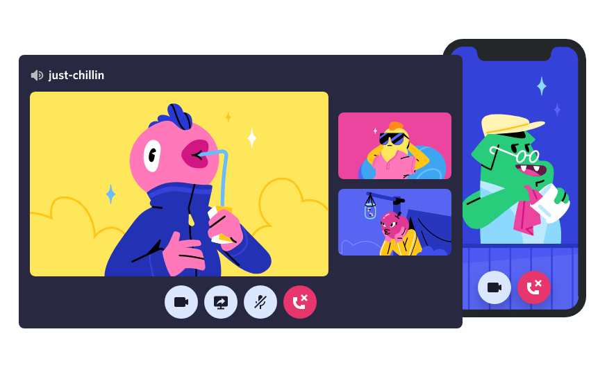 Chamada de vídeo com várias pessoas no Discord